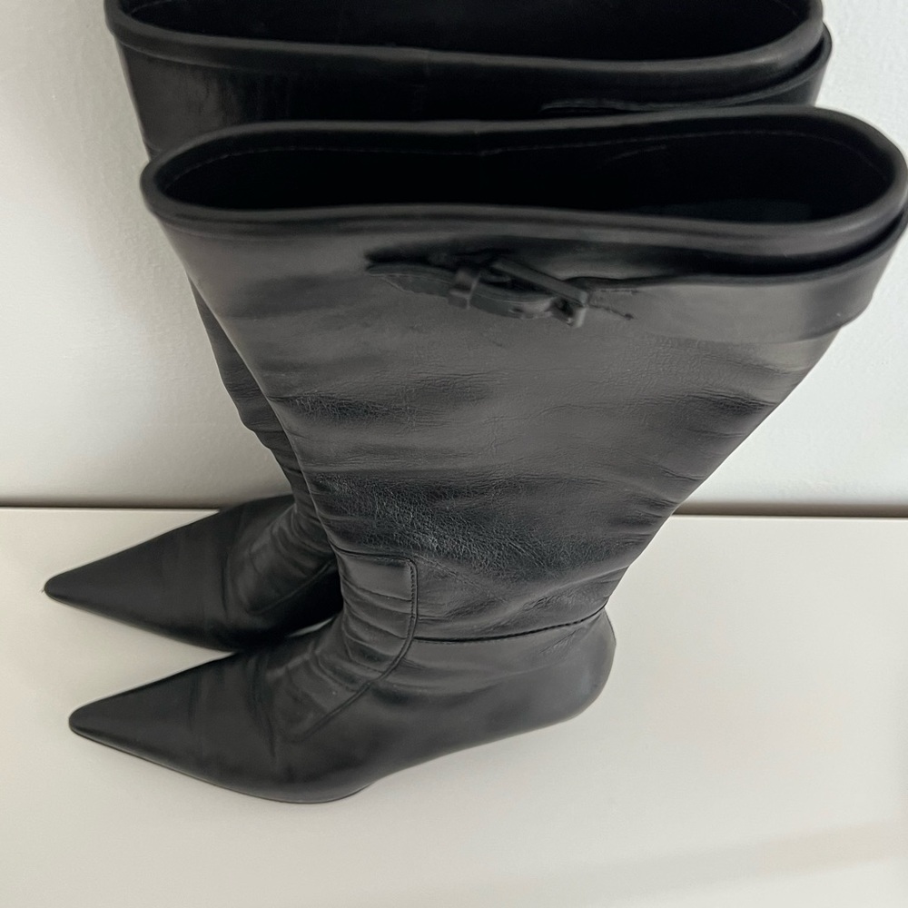Gucci Vintage Black Heeled Knee High Boots - Picture 3 of 6